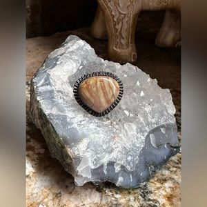 Vintage Silver Striped Jasper Stone Ring
